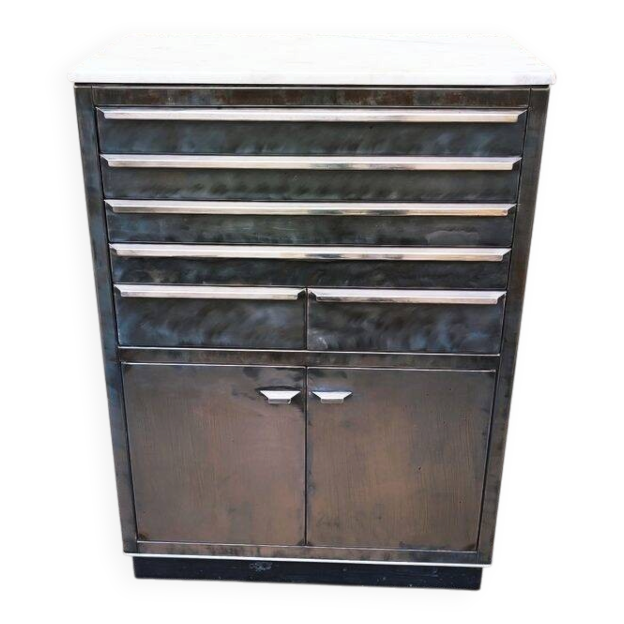 Vintage dentist furniture – Industrial style, steel, marble, ideal for lofts and workshops.