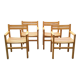 4 solid beech armchairs