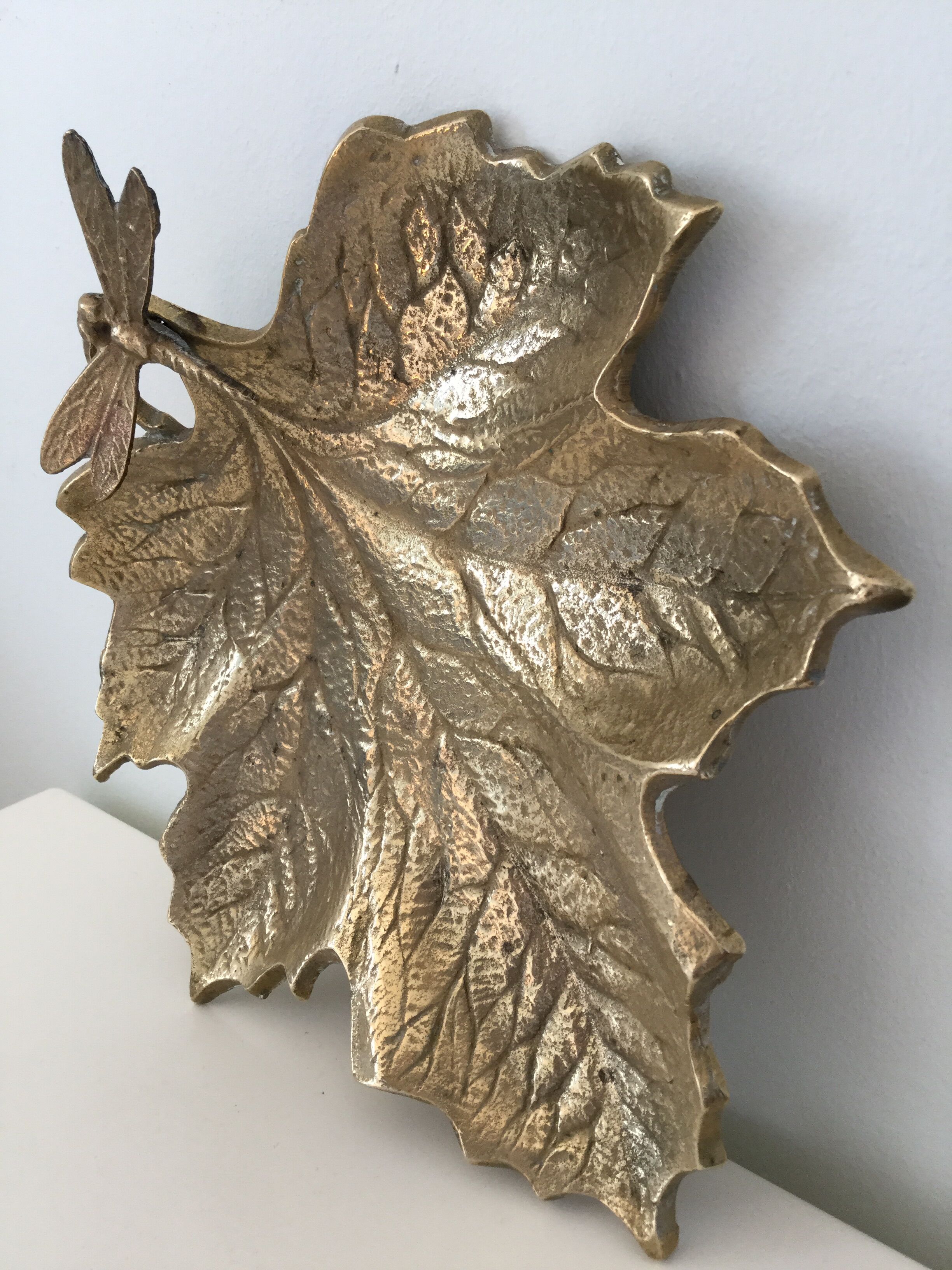 Brass dragonfly trinket bowl