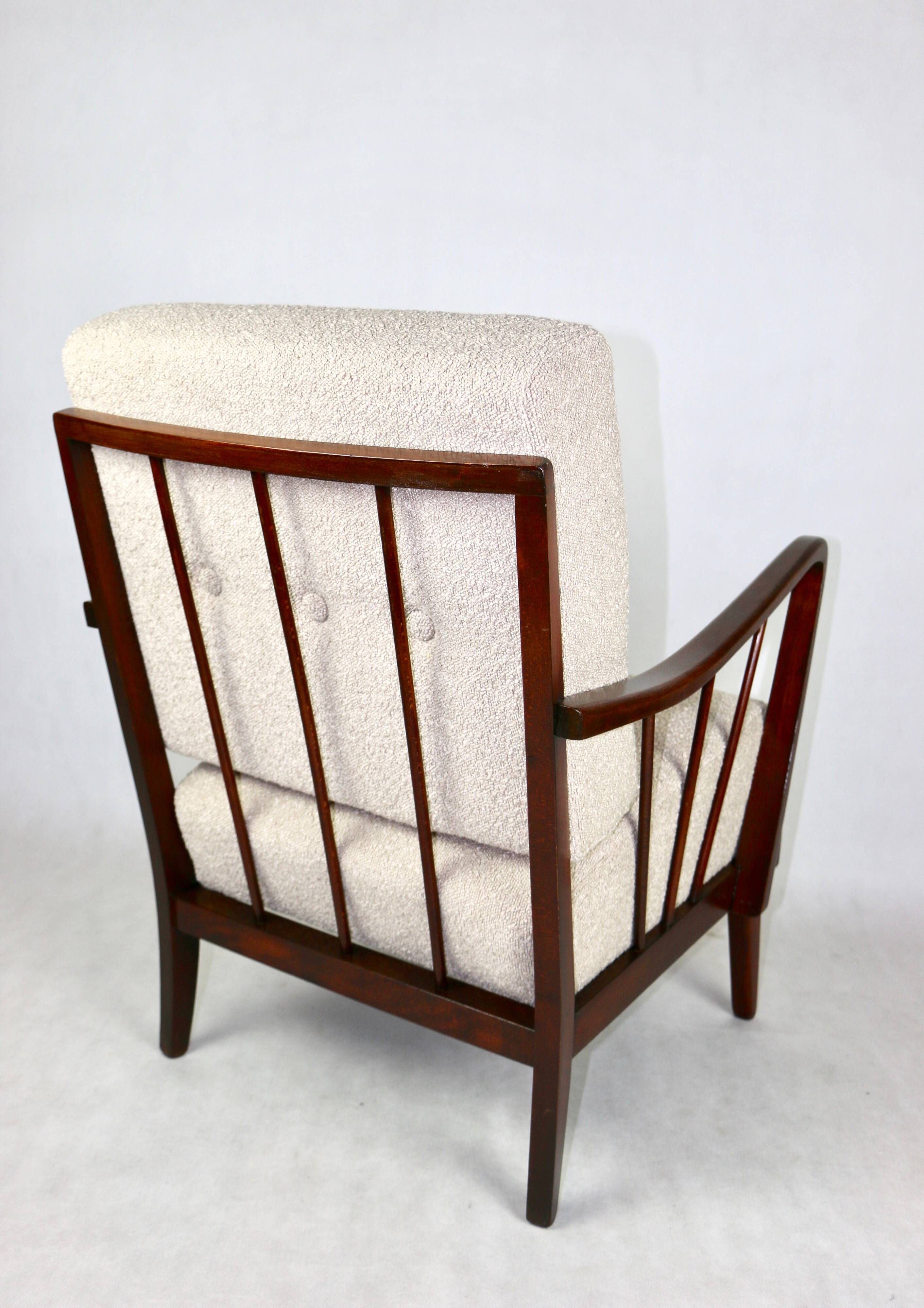 Art Deco Beige Boucle Armchair, 1960s