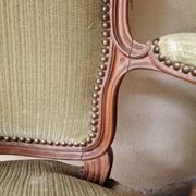Pair of Louis XV style cabriolet armchairs in molded wood - 19th century