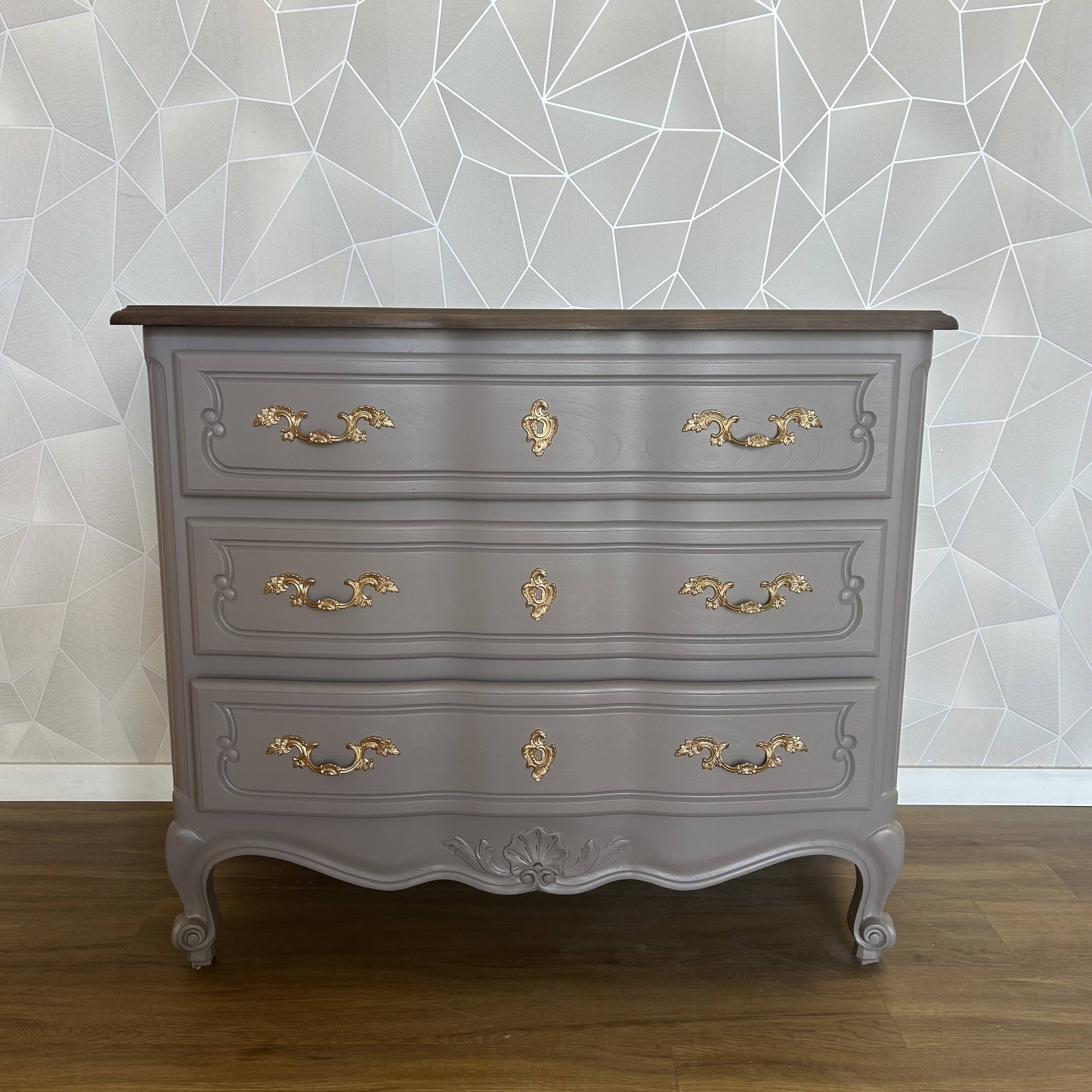 Crossbow chest of drawers with 3 drawers, taupe wenge revamp