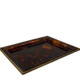 Hollywood regency brass and tortoiseshell lucite tray, Italy 1970s