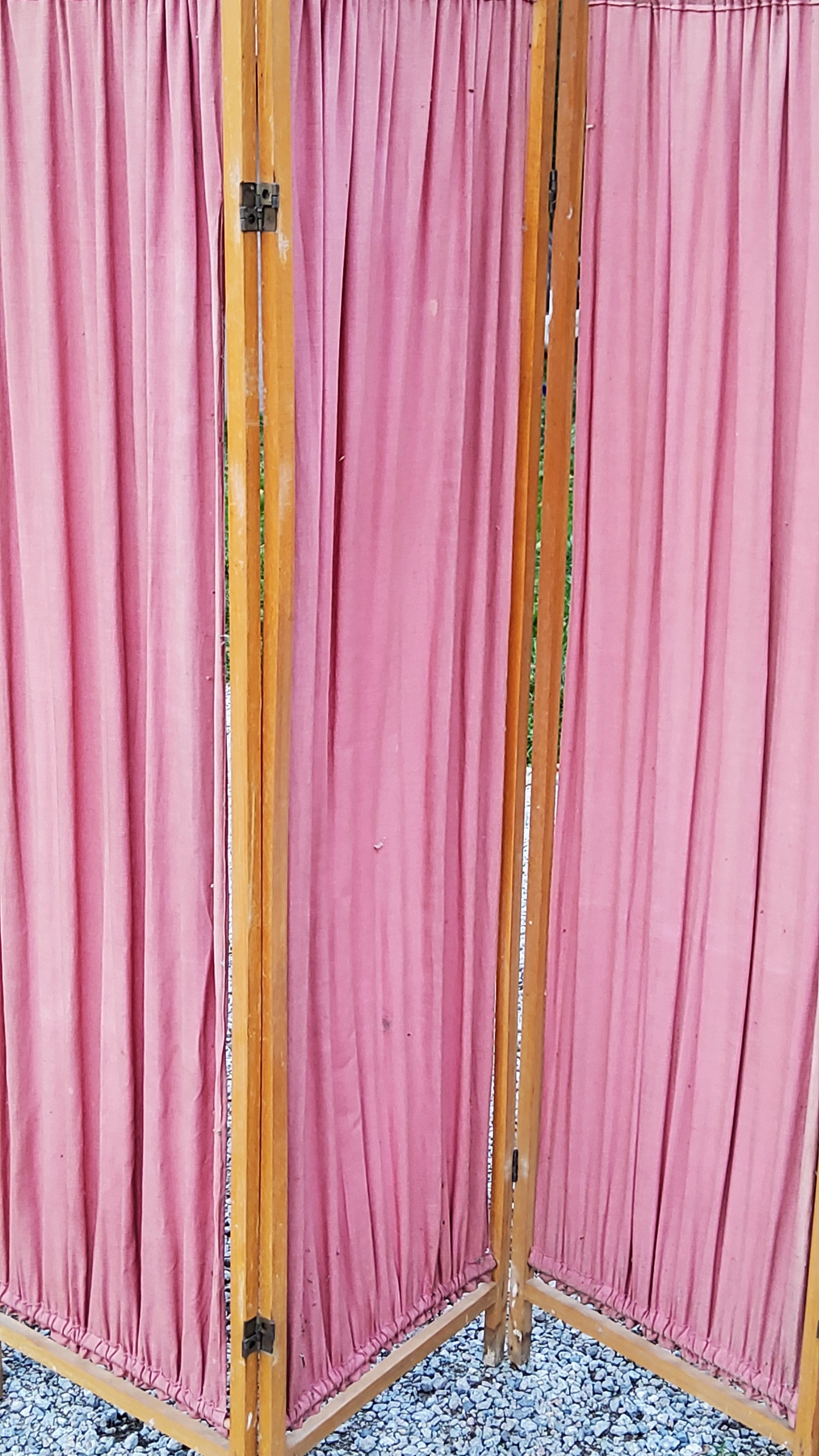 Art Deco screen 6 leaves in beech and fabrics of the 30s