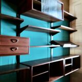 Rosewood bookcase with shelving and box system. Kai Kristensen, Denmark 1960