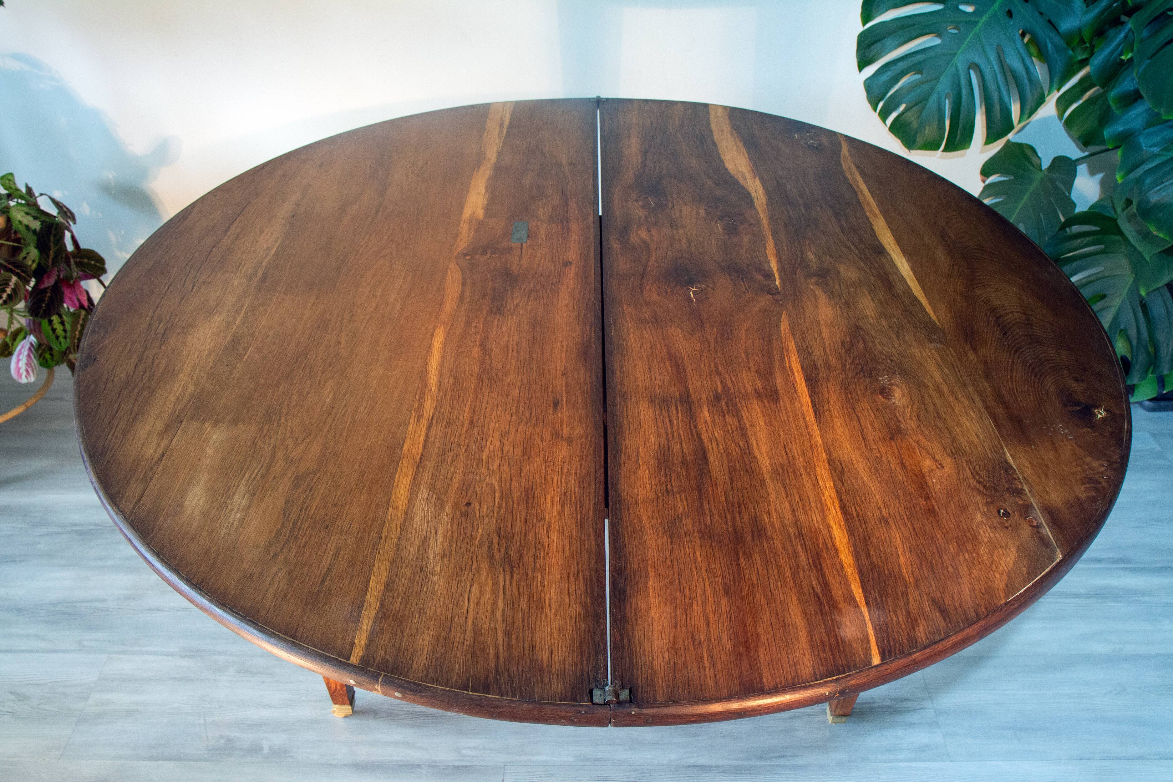 Antique half-moon oak table