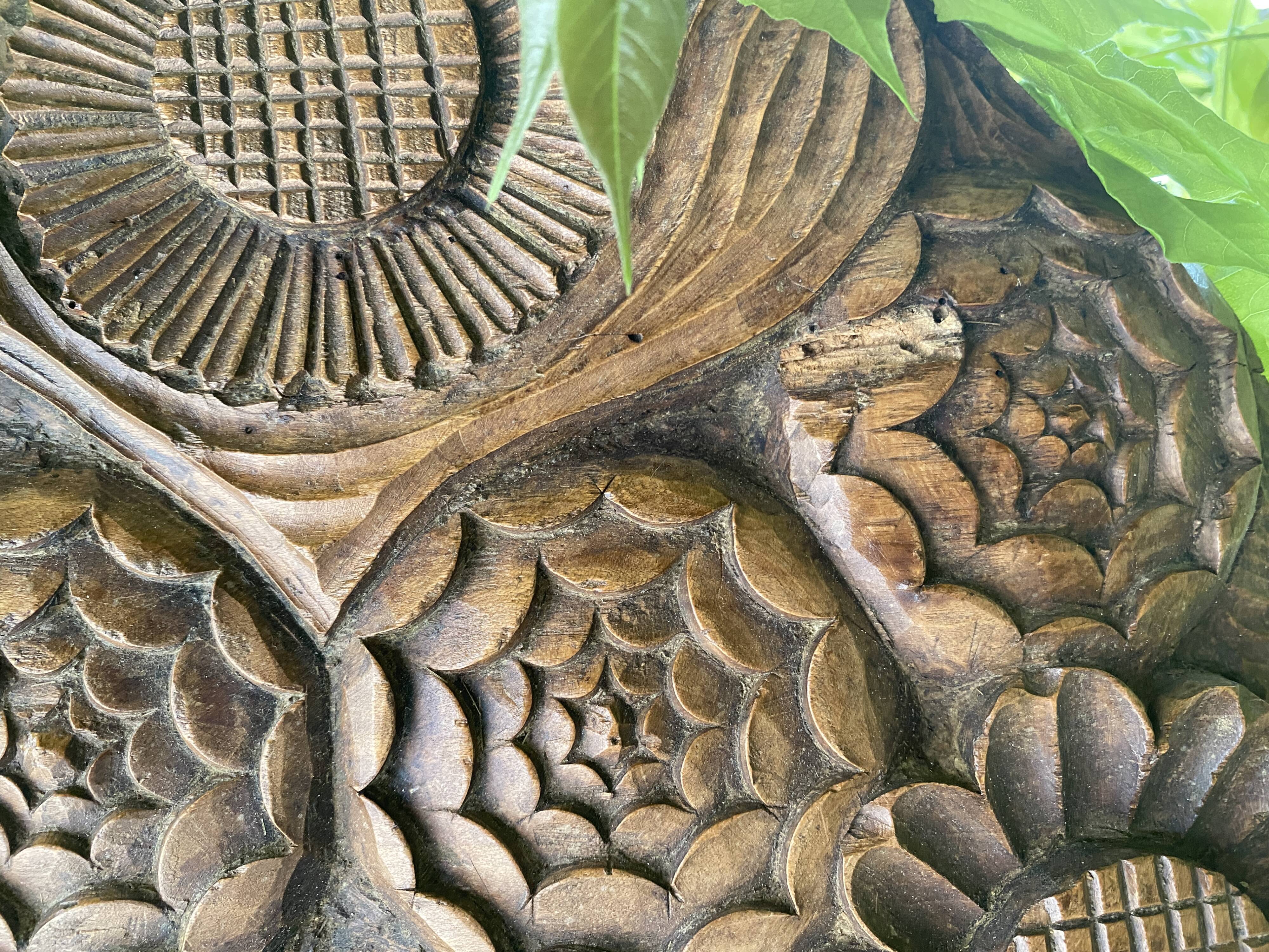 Antique Swiss carved wooden panel