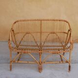 Vintage rattan bench
