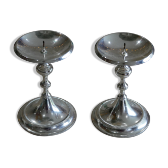 Lot of 2 silver metal candlesticks