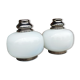 Pair of vintage suspensions in glass/white and silver