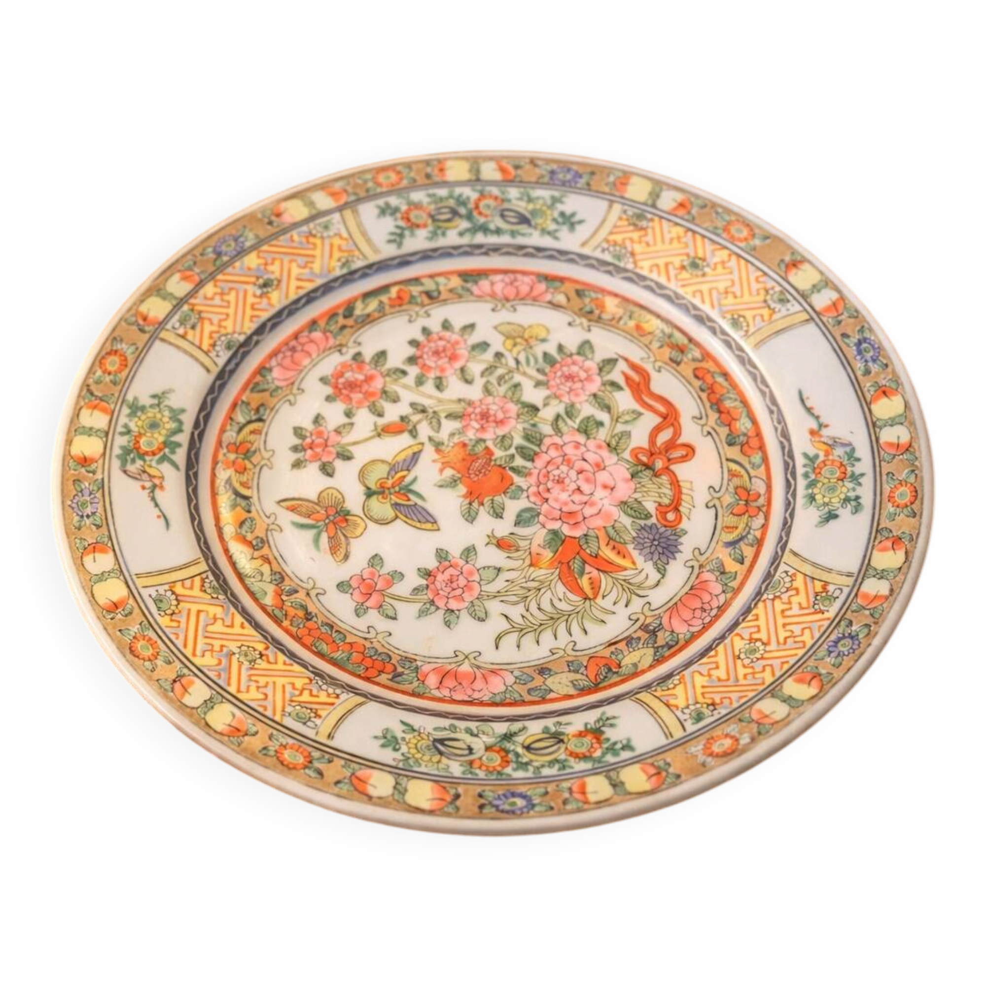 Vintage handmade Japanese porcelain plate decorated by hand.