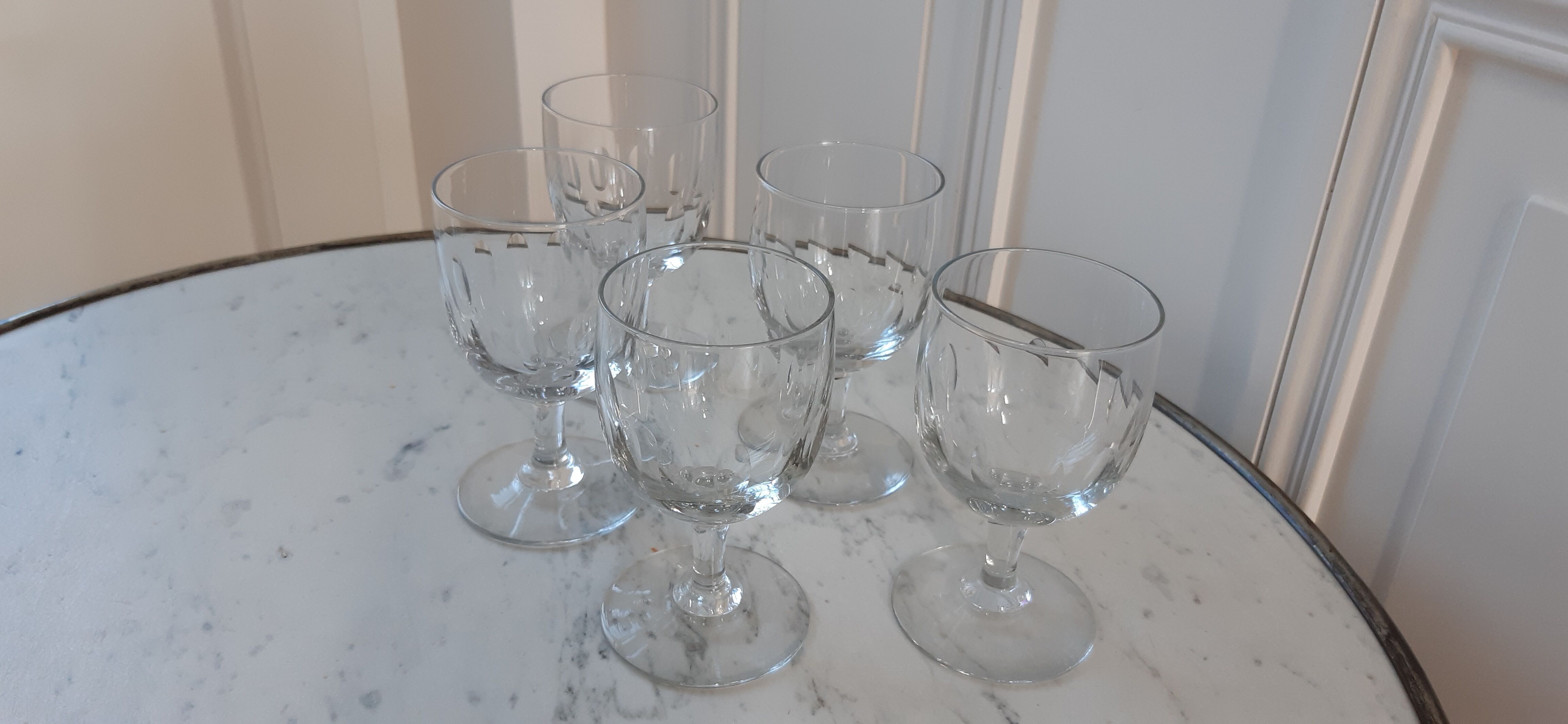 Set of 5 crystal wine glasses 30s