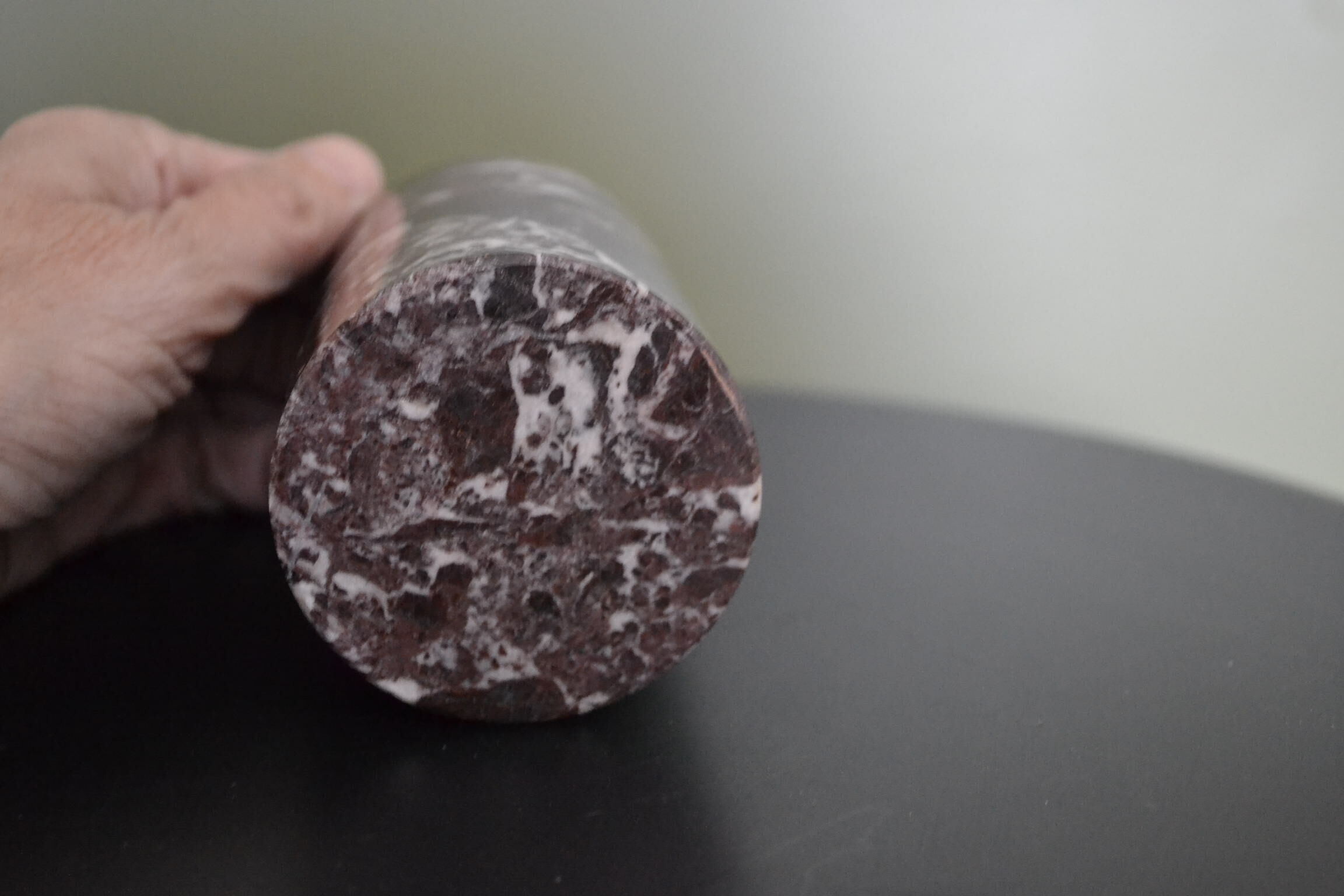 Red marble pencil pot