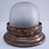 Shell glass and brass ceiling light, early 20th century