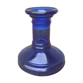 Blue glass candlestick