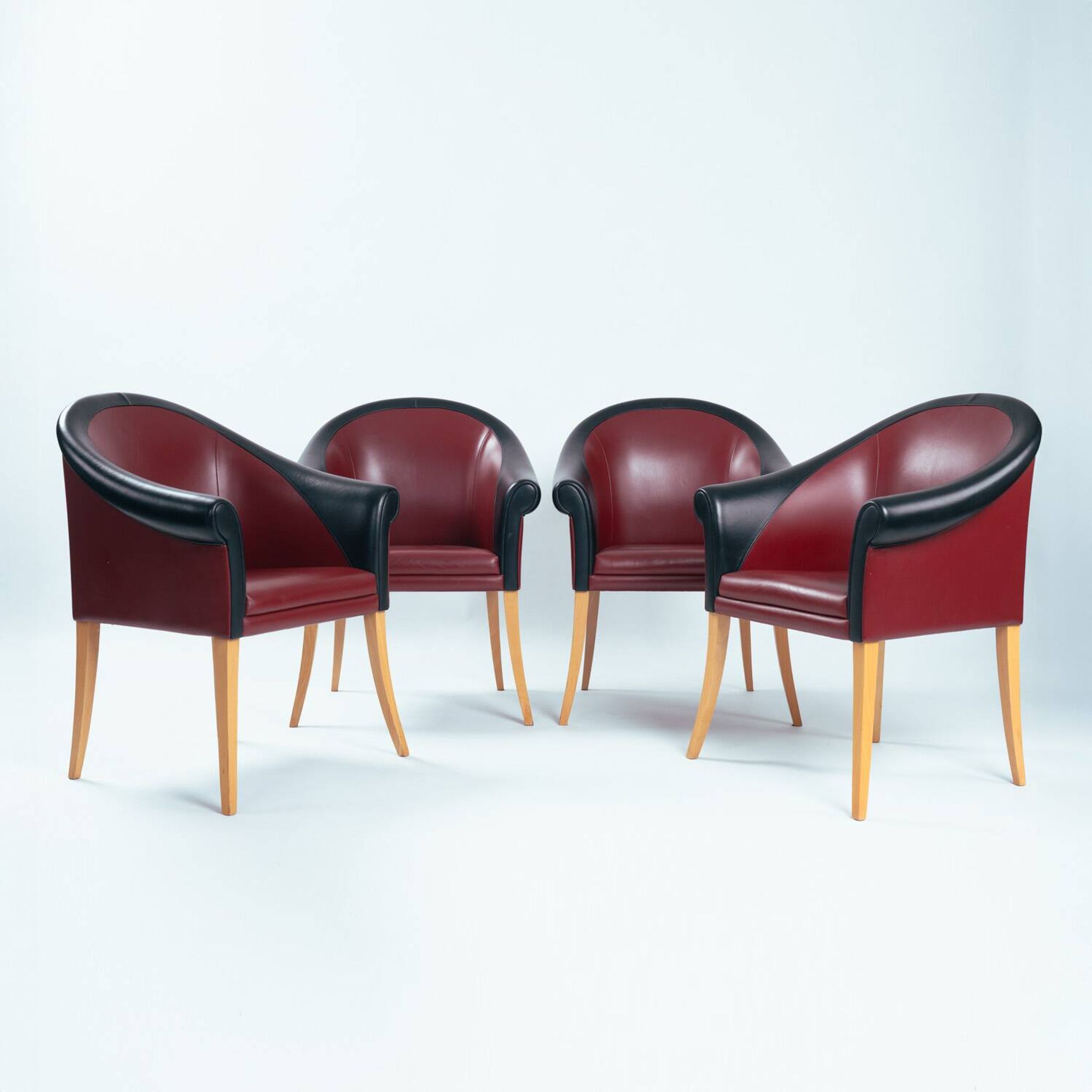 Fauteuils Sinan en cuir et en bois de hêtre