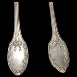 Fork and soup spoon in silver metal in their box from the brand "CERAVER OSTEAL"
