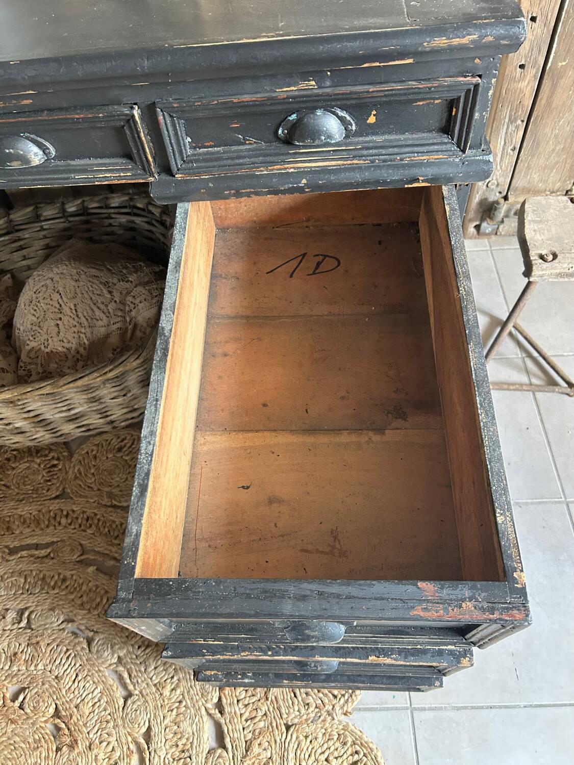 Antique desk, washbasin unit