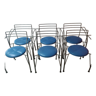 6 chaises collection "Lune d'Argent", Pascal Mourgue, design 1985