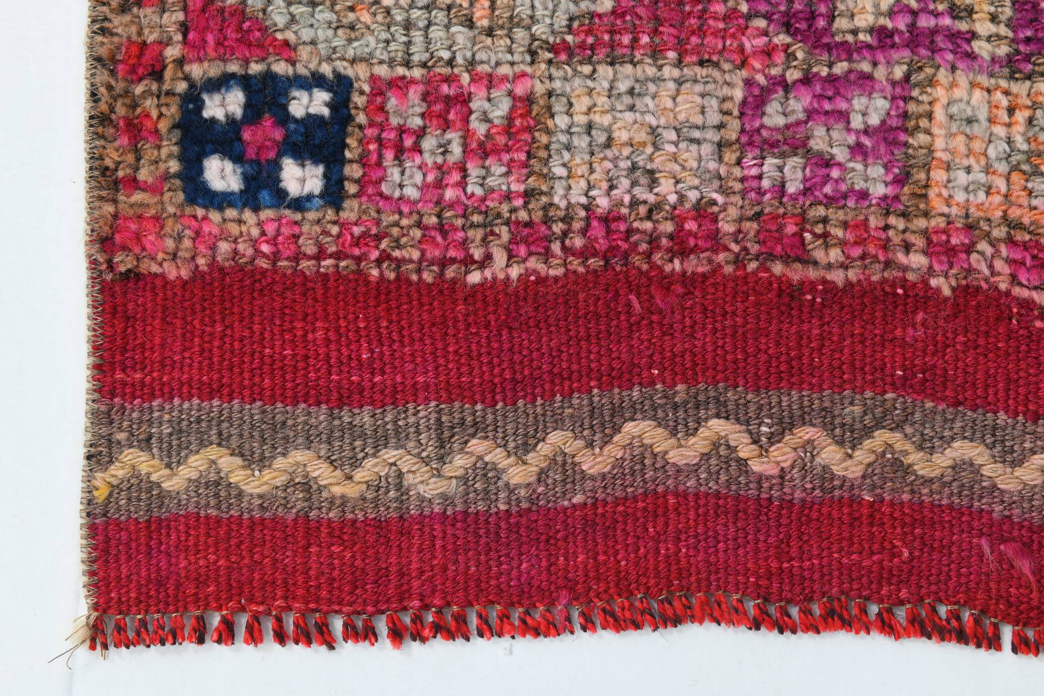 3x12 Red & Navy Blue Oushak Runner Rug, 83x352Cm