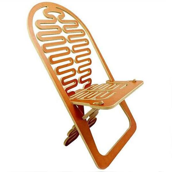Gregg Fleishman Prototype European cutout plywood ''Lumbarest'' or Puzzle chair, from the 1970s