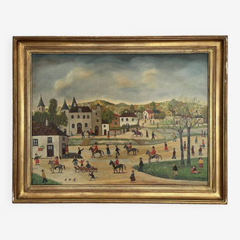 Painting jean fous court hunt oil on canvas
