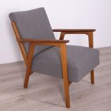 Fauteuil vintage des années 60 en teck bois et tissu design danois