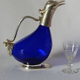 Vintage glass and silver-plated zoomorphic carafe