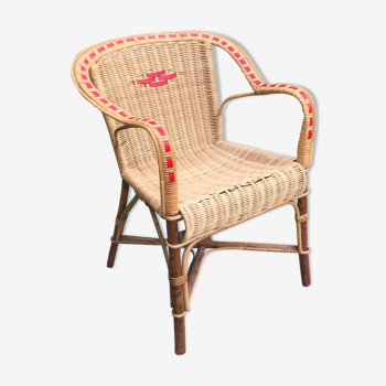 Armchair in rattan and wicker adult vintage 1960