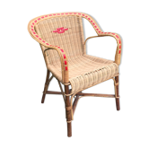 Fauteuil en rotin et osier adulte vintage 1960