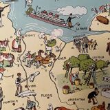 Affiche ancienne carte illustrée de la Normandie 1935 - JP Pinchon
