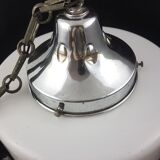 Art deco, metal and opaline hanging lamp
