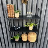 Vintage black metal "string" shelf