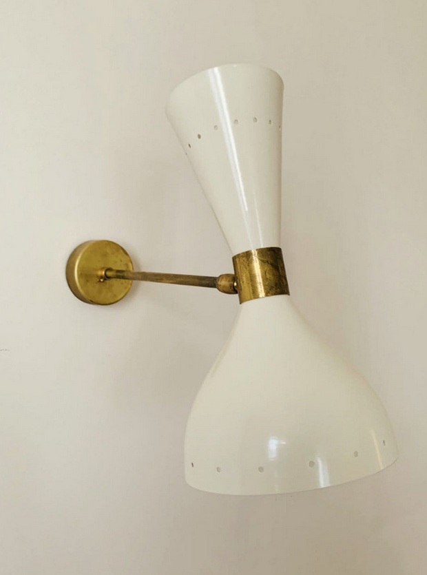 Pair white moonlight wall lamps