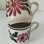 Pair of antique Saint-Amand cups – Floral decoration 4146 (1930s–50s)