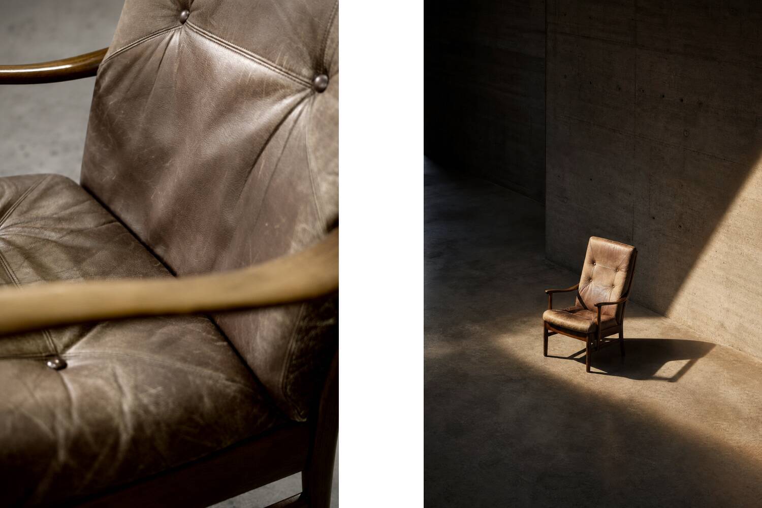 Vintage MidCentury Danish Beech&Leather High Armchair from Farstrup Møbler