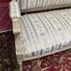 Louis XVI style bench carved with original fabrics and silks