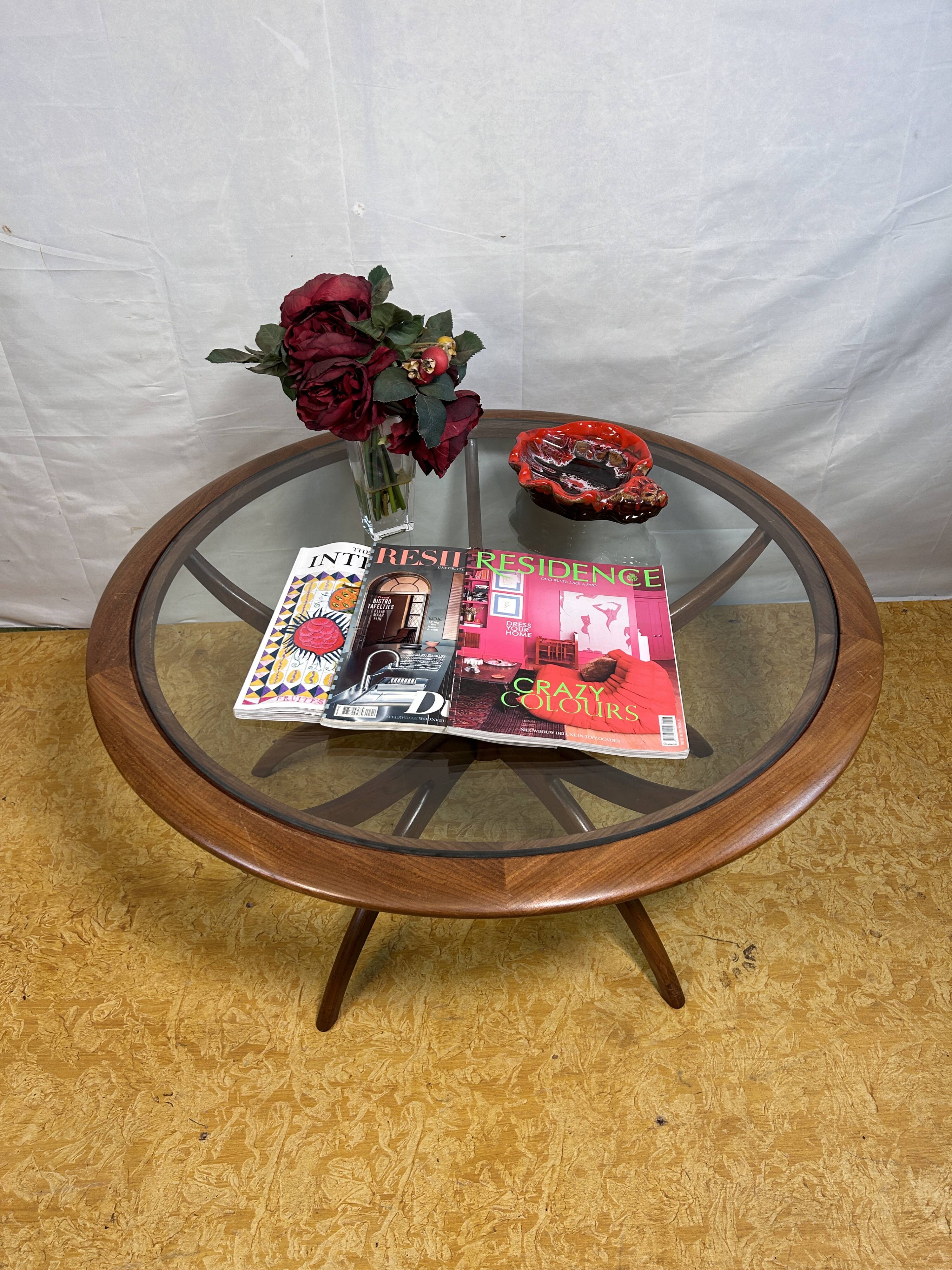 Mid Century retro vintage teak spider astro coffee table 1970  Viktor Wilki