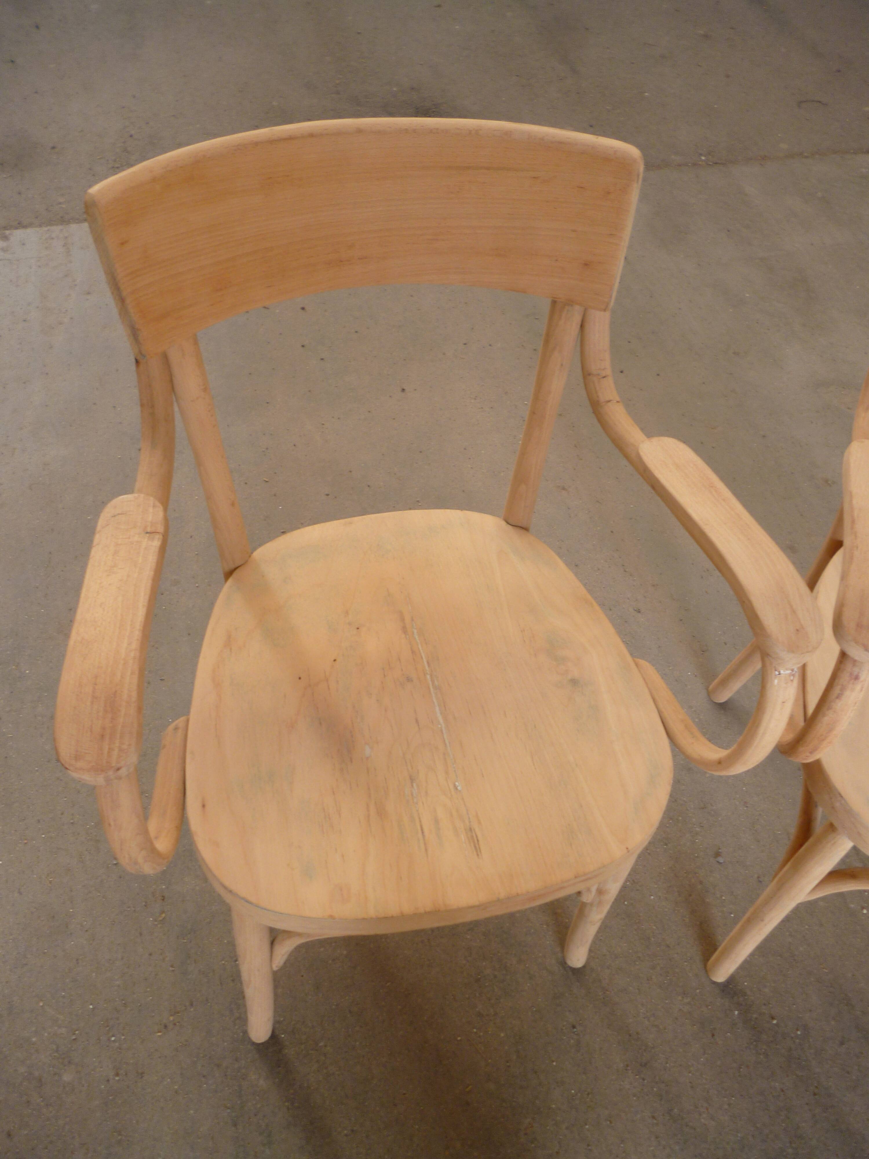 Paire de fauteuil en hêtre et bois courbés