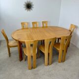 Old extendable table in solid elm from the 70s/80s, Maison Regain Vintage design