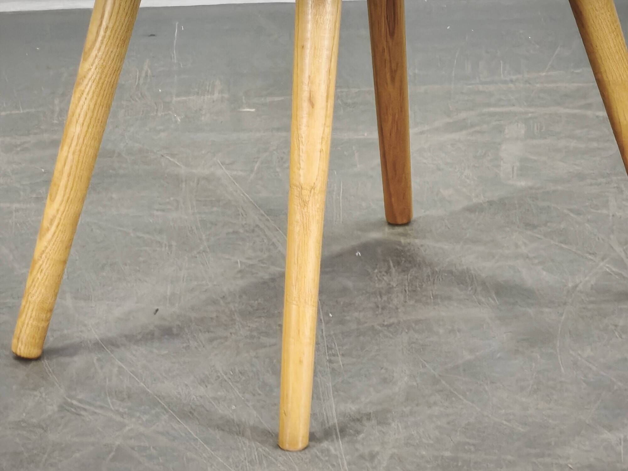 1960s Czech Mid-Century Modern Upholstered Stool with Beech Wood Legs