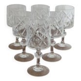 6 verres à eau sur pied en cristal taillé