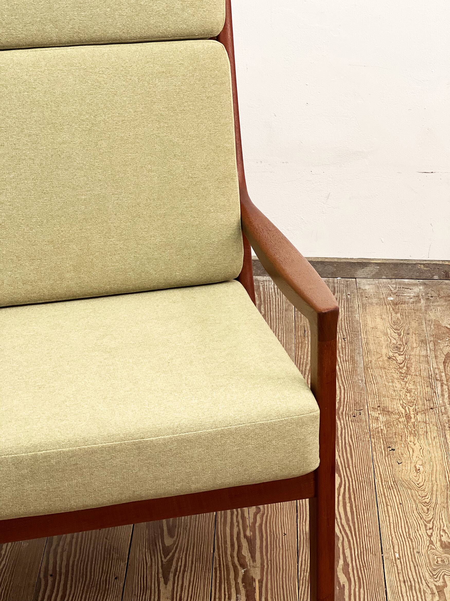 Danish Mid-Century  Lounge Chair and Stool by Ole Wanscher for Poul Jeppensens, Senator Series