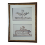 Framed Pencil and Watercolour Drawings, Decorative Art Inspiration, 19th Century