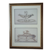 Framed Pencil and Watercolour Drawings, Decorative Art Inspiration, 19th Century
