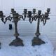 4 identical old brass candlesticks