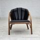 1970s, Danish armchair, rattan, black artificial leather.