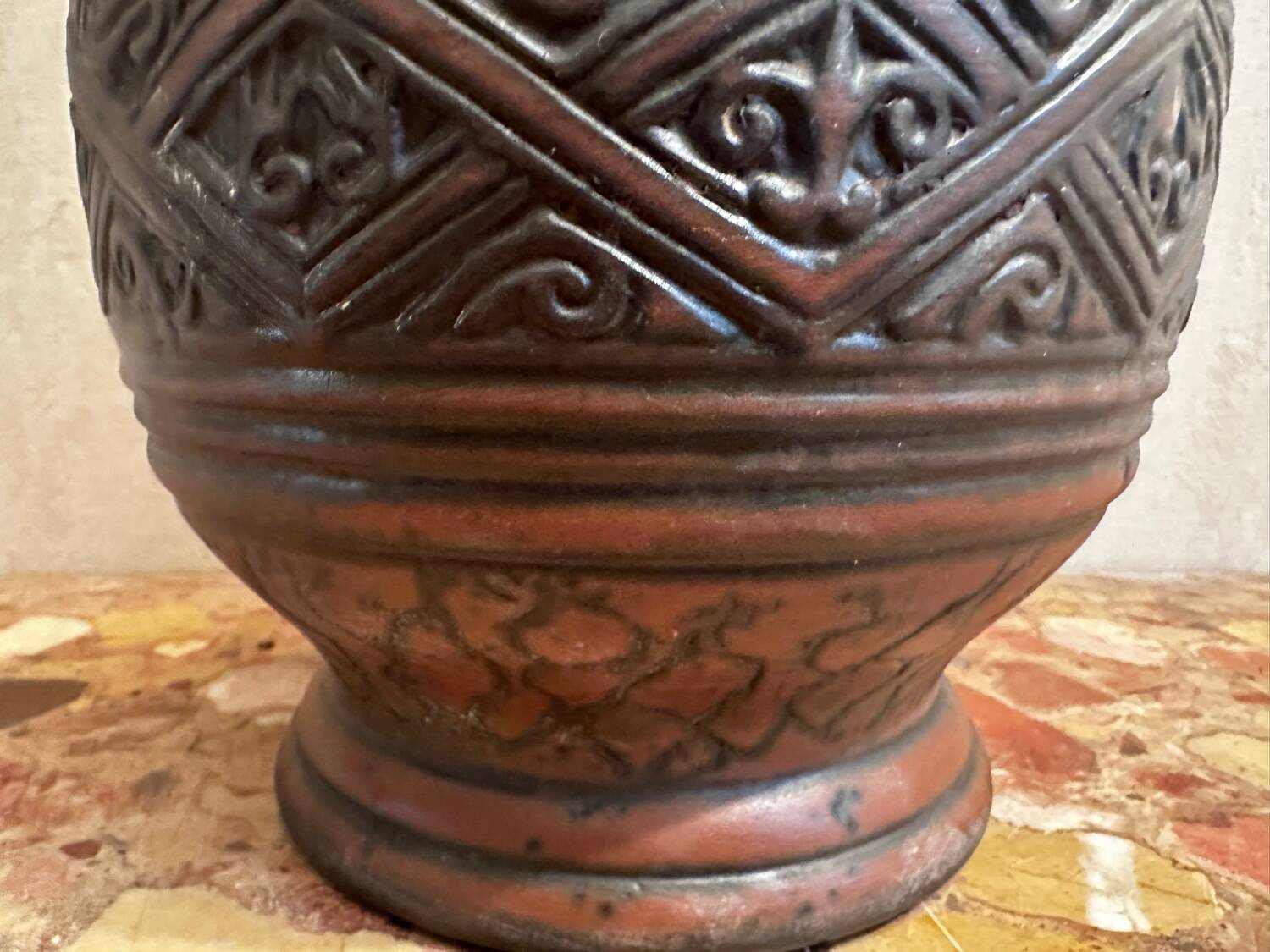 Jasba Vase 5005 - West Germany 60’s - Relief decor, Zoomorphic handles -