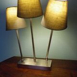 "Trio" table lamp, chromed metal, lampshades with tilting supports