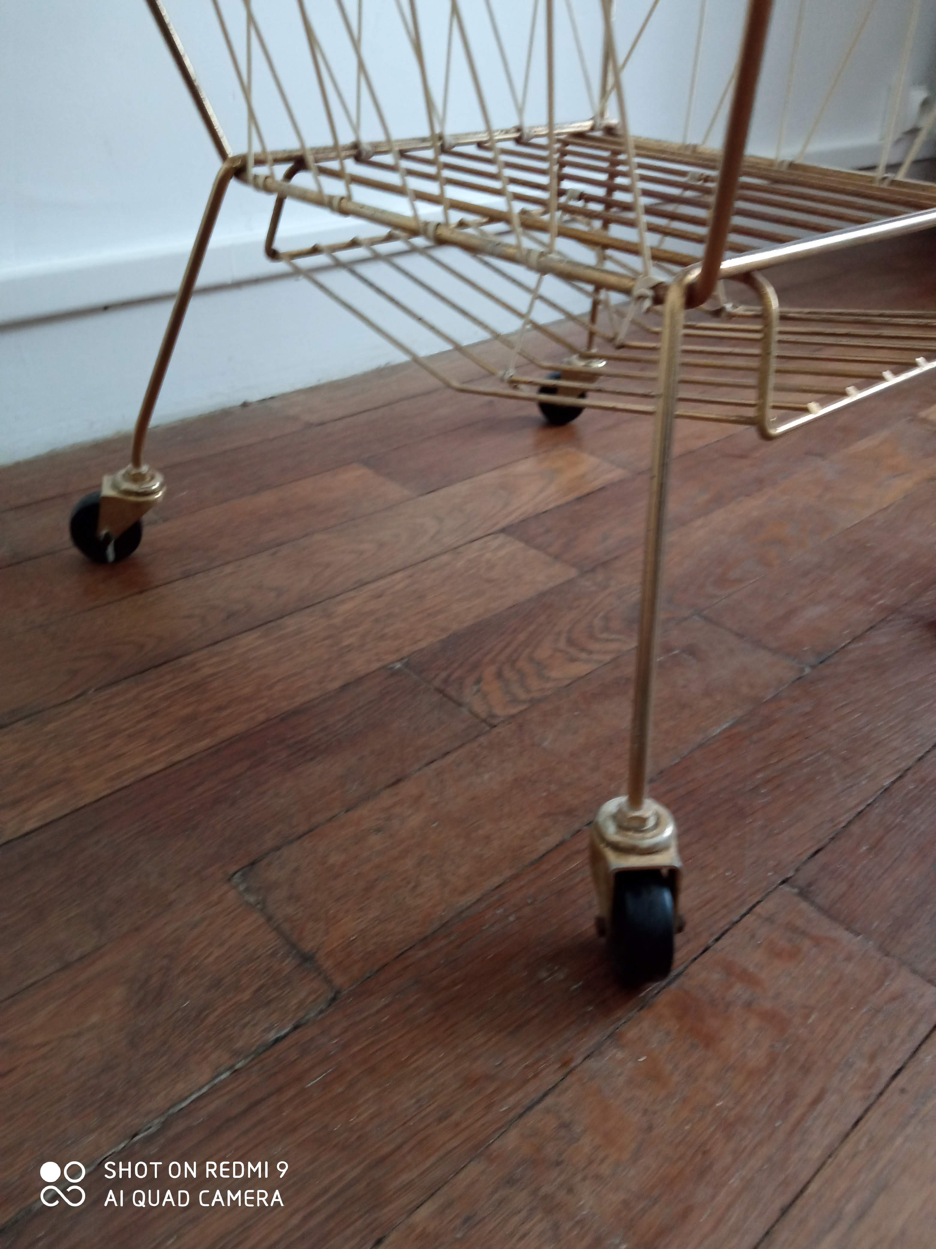 1960s metal dore and scoubidou side table